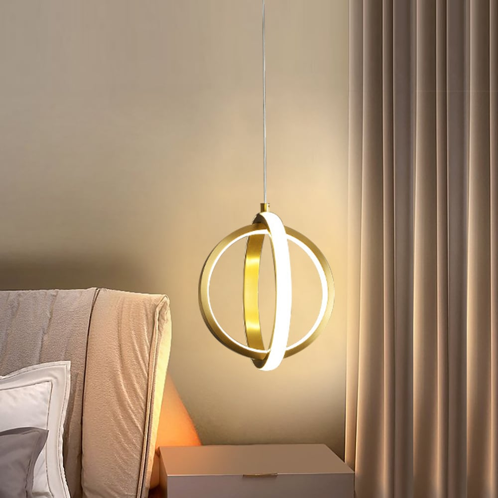 Messing LED Pendelleuchte mit goldenen geometrischen 2-Ring Design
- OnyxLampen