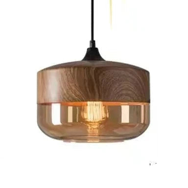 Luxuriöse Jevaglo™ Glas- und Holz-Pendelleuchte