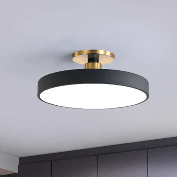 Round Flush Mount Ceiling Light, Scandinavian Style, Acrylic, Bedroom, LED Semi-Recessed Fixture