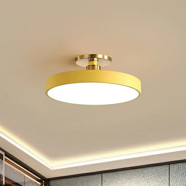Round Flush Mount Ceiling Light, Scandinavian Style, Acrylic, Bedroom, LED Semi-Recessed Fixture