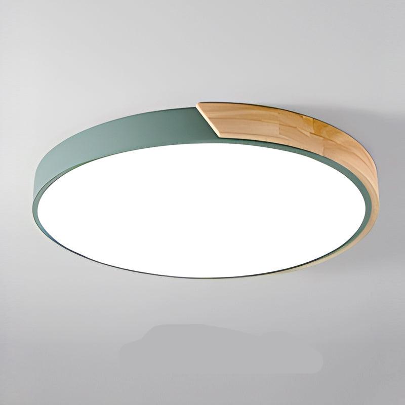 Runde Holz Deckenlampe im skandinavischen Stil