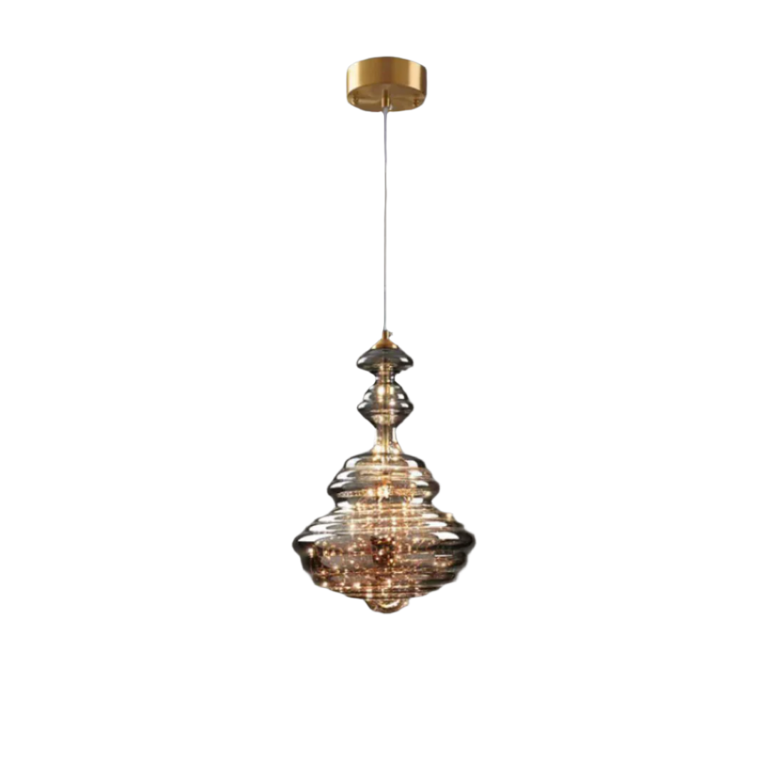 Moderne Pendelleuchte mit grauem Glas und Sternenhimmel-Design