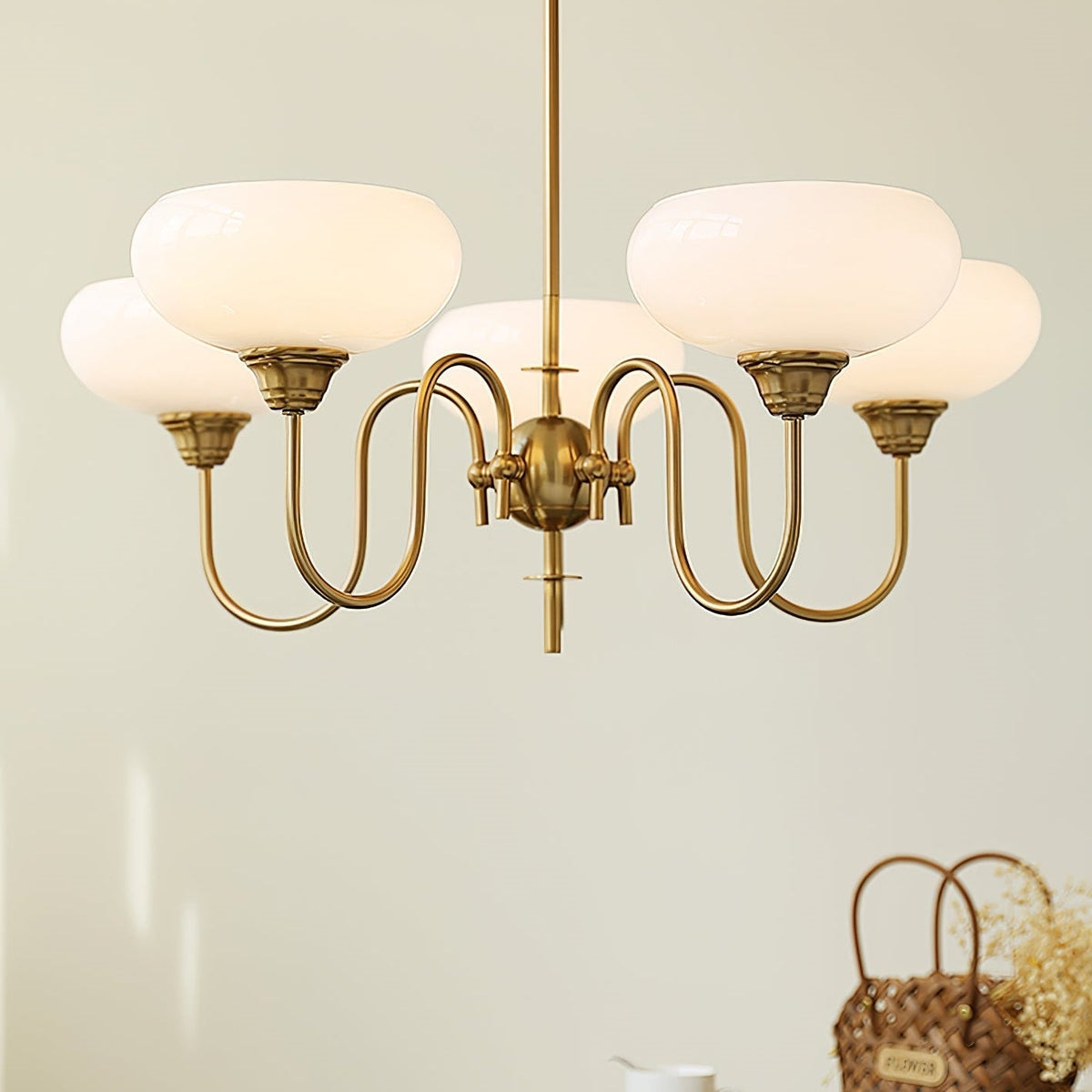 Creamy Persimmon Bubble Glass Chandelier