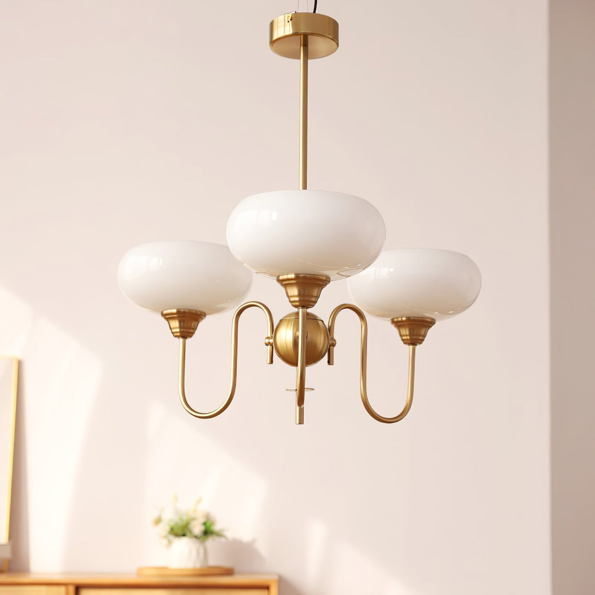 Creamy Persimmon Bubble Glass Chandelier