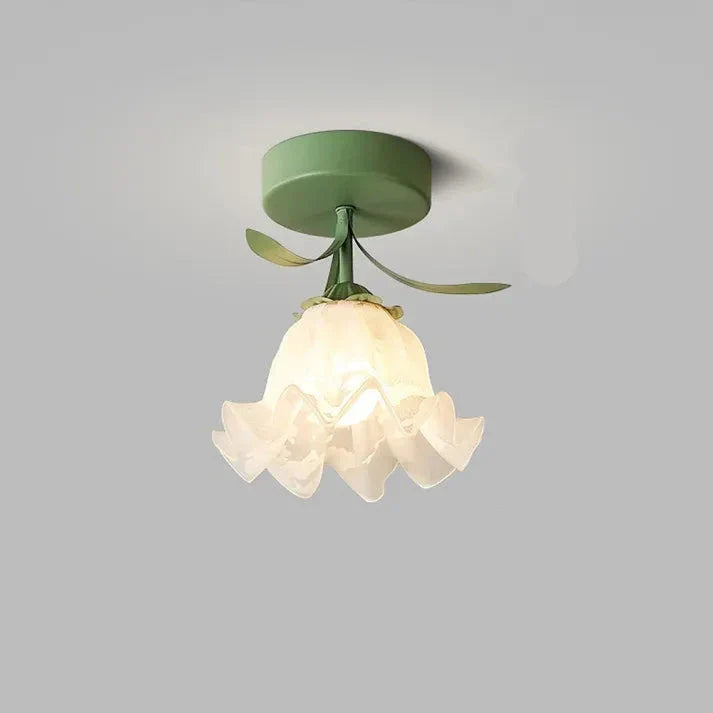 Mini-Deckenleuchte im französischen Tiffany-Stil mit schlichter Blumenoptik