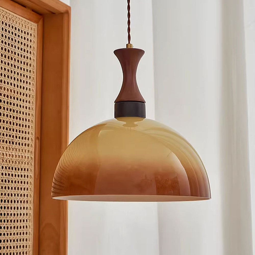 Bauernhof Hängelampe aus Bernstein-Glas im Retro-Stil