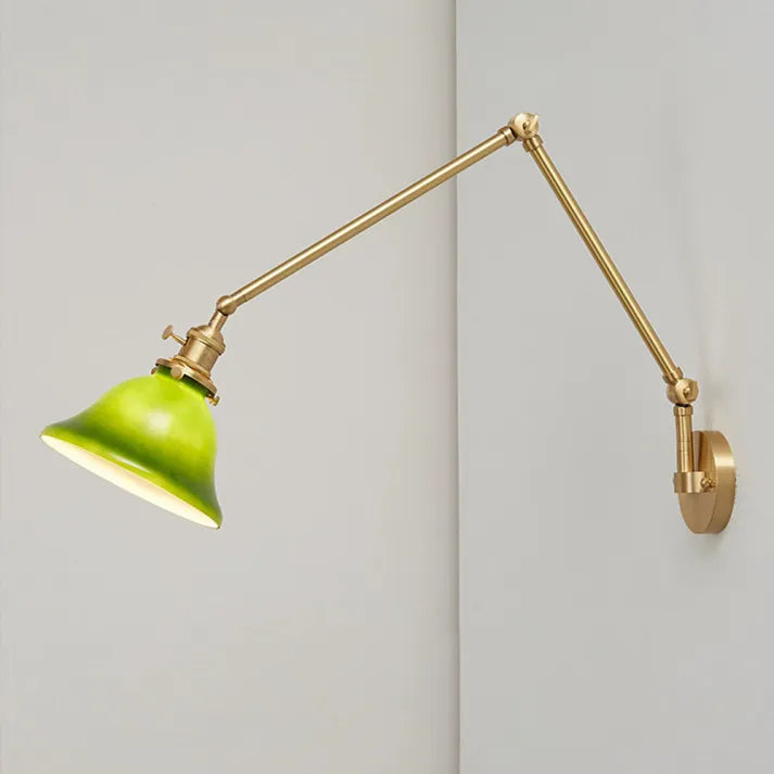 Grüne Vintage-Wandlampe mit schwenkbarem Arm