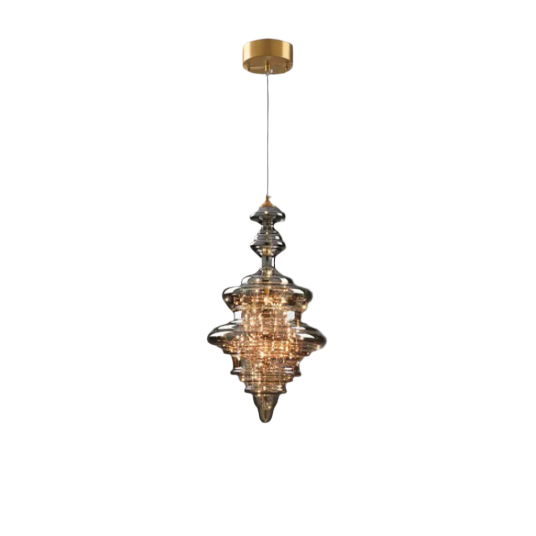 Moderne Pendelleuchte mit grauem Glas und Sternenhimmel-Design
