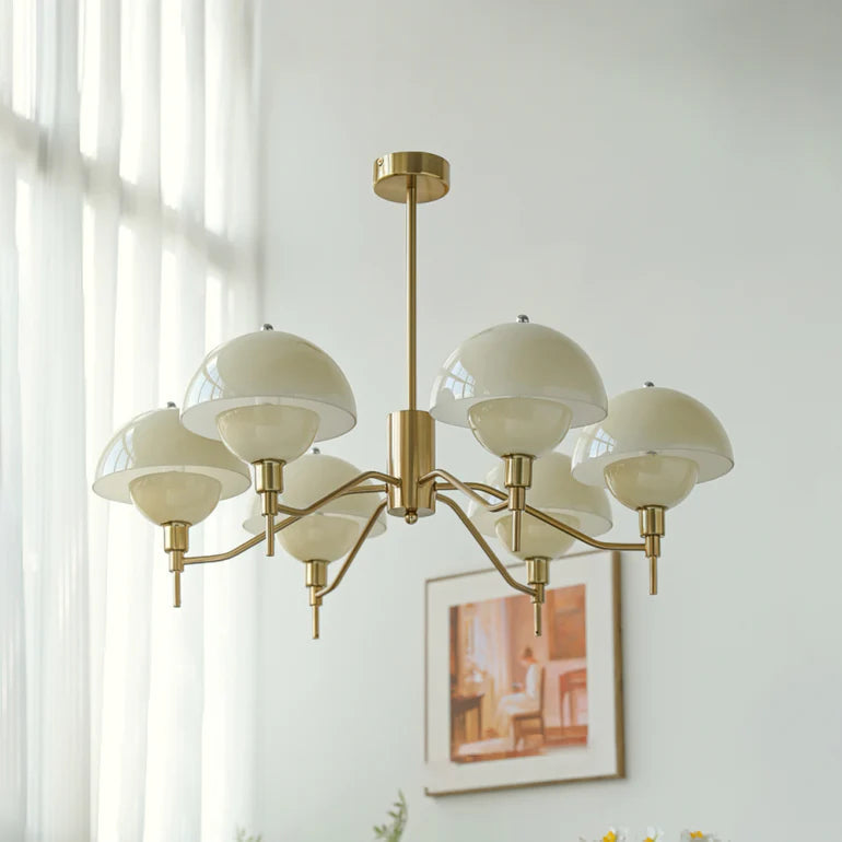 Französisch inspirierte, blasenförmige Creme-Kronleuchter für das Wohnzimmer