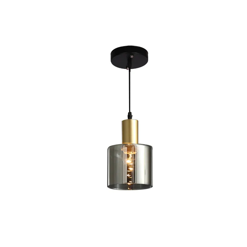 Schwarze Designer-Pendelleuchte mit goldenen und rauchgrauen Elementen