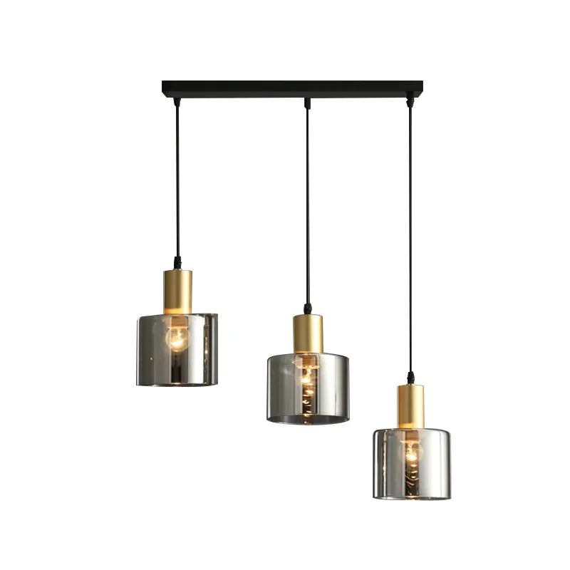 Schwarze Designer-Pendelleuchte mit goldenen und rauchgrauen Elementen