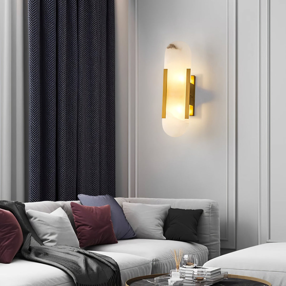 Gemischte Langgestreckte Alabaster Wandlampe