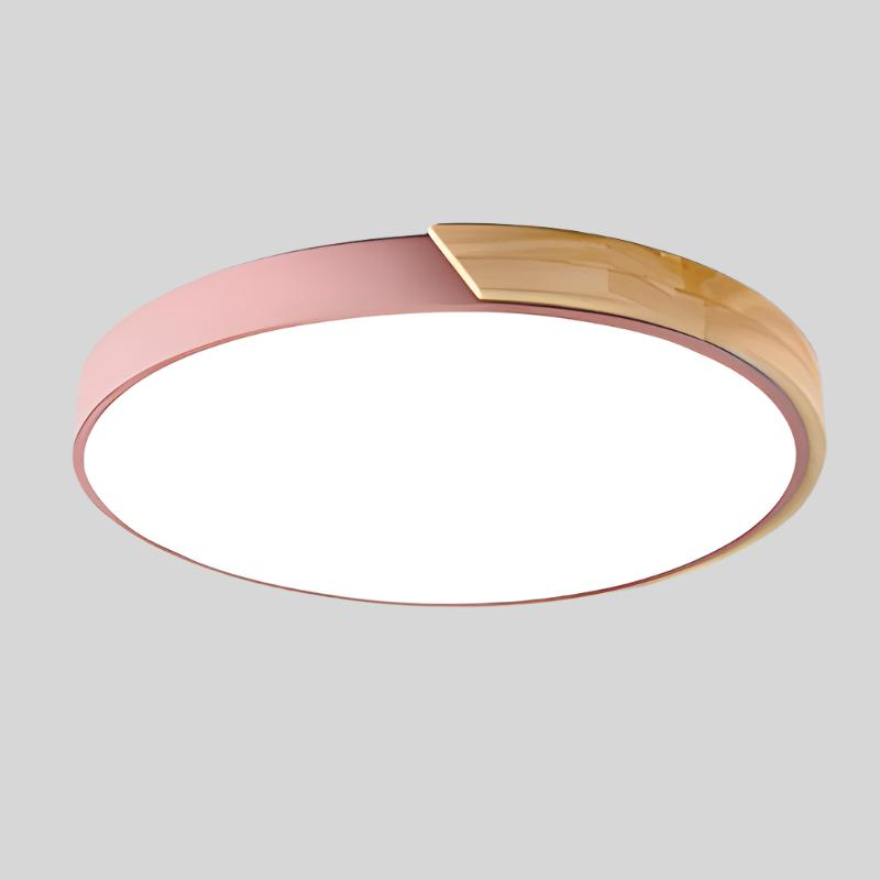 Runde Holz Deckenlampe im skandinavischen Stil