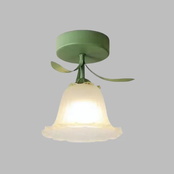 Mini-Deckenleuchte im französischen Tiffany-Stil mit schlichter Blumenoptik