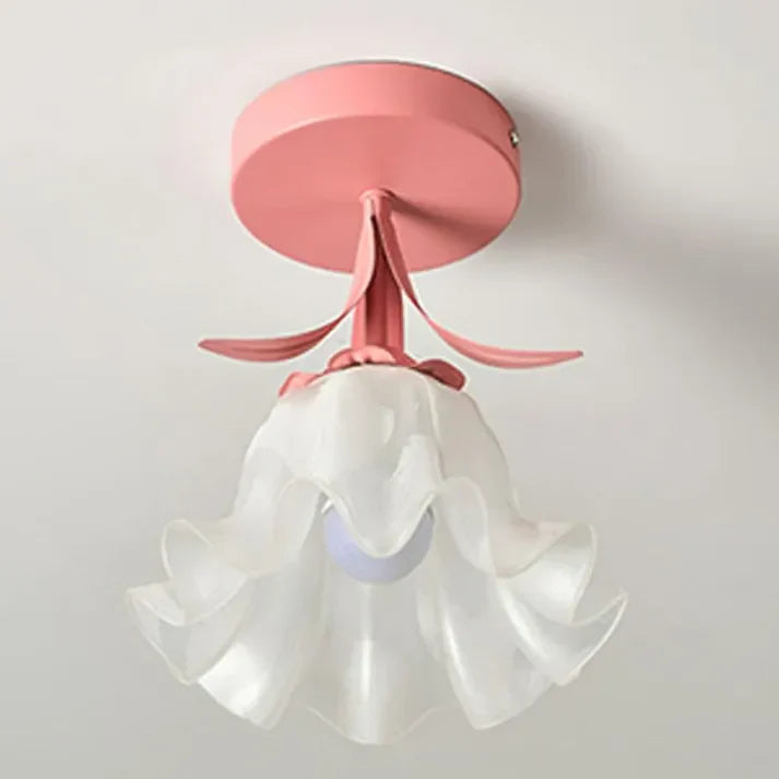 Mini-Deckenleuchte im französischen Tiffany-Stil mit schlichter Blumenoptik