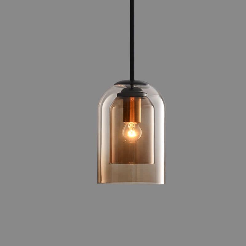 Mid-Century Doppelglas-Pendelleuchte aus Mica