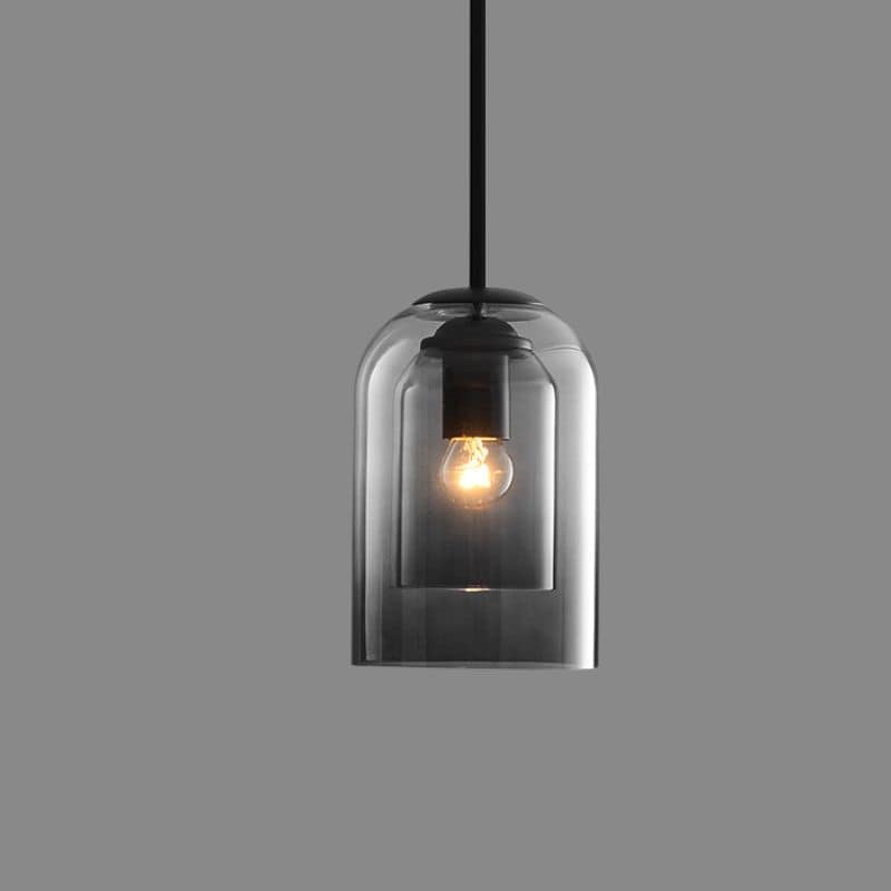 Mid-Century Doppelglas-Pendelleuchte aus Mica