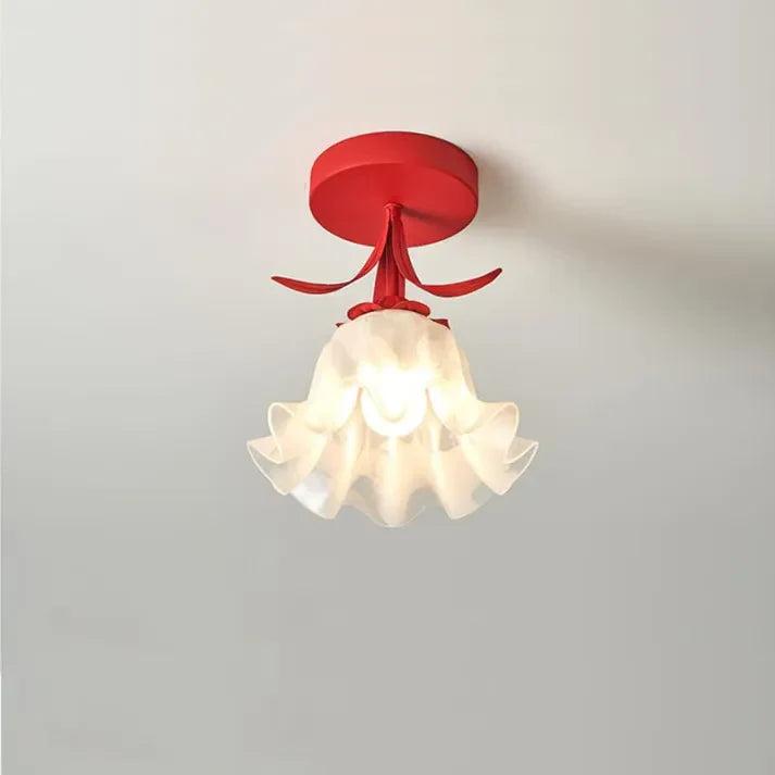 Mini-Deckenleuchte im französischen Tiffany-Stil mit schlichter Blumenoptik