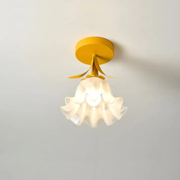 Mini-Deckenleuchte im französischen Tiffany-Stil mit schlichter Blumenoptik