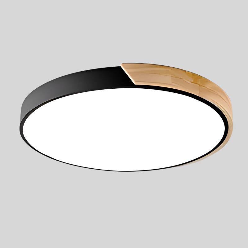 Runde Holz Deckenlampe im skandinavischen Stil