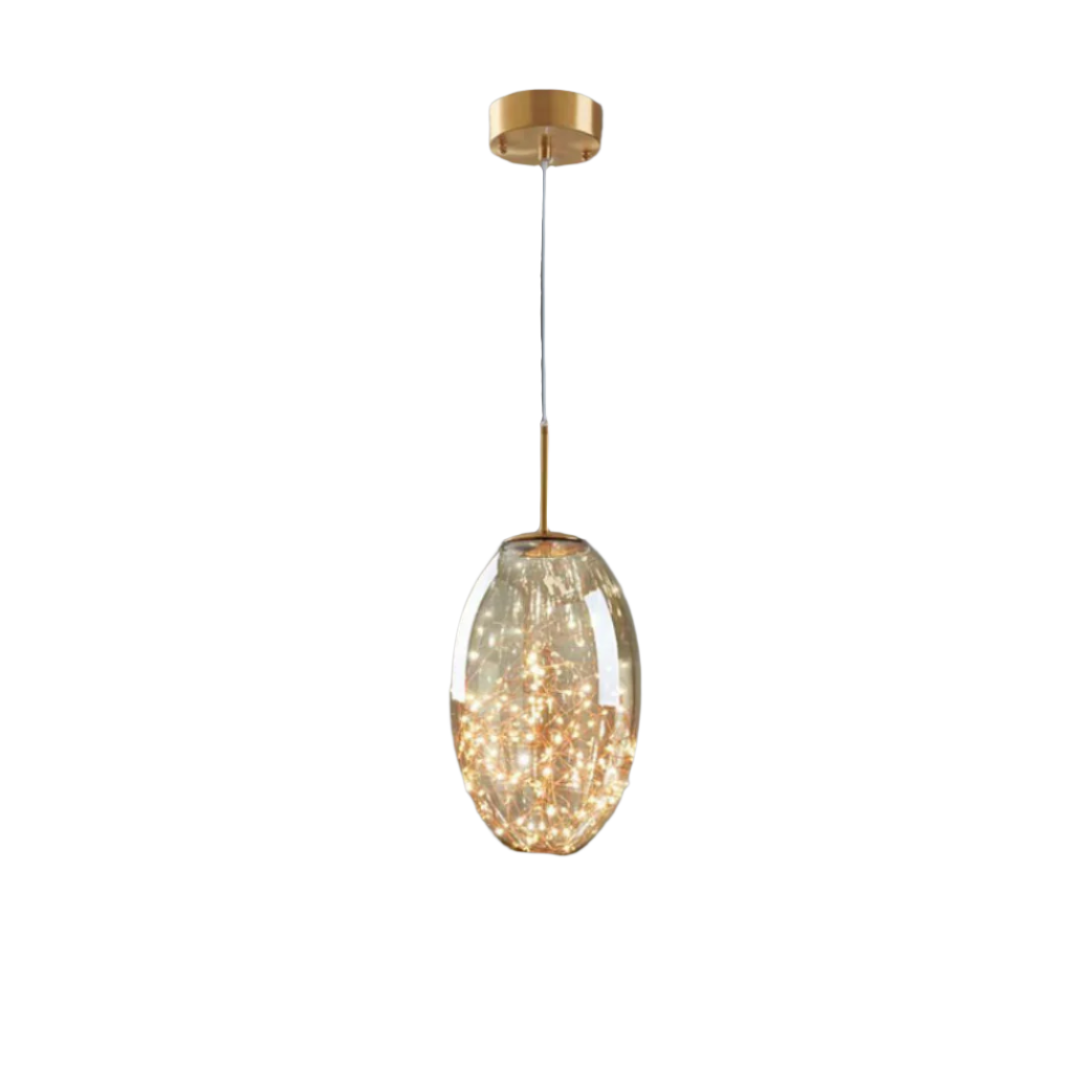 Moderne Pendelleuchte mit grauem Glas und Sternenhimmel-Design