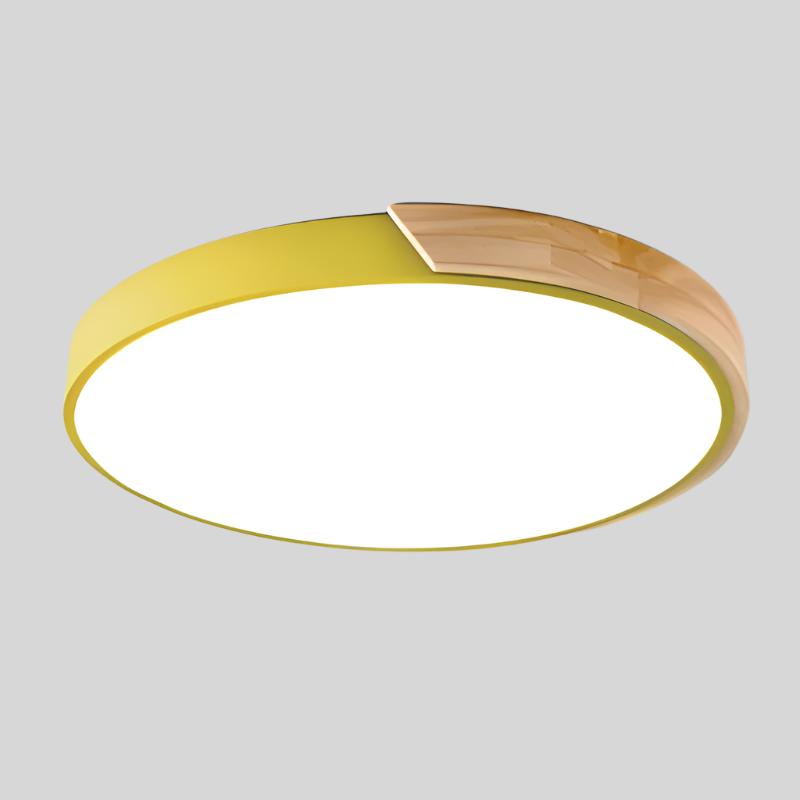Runde Holz Deckenlampe im skandinavischen Stil