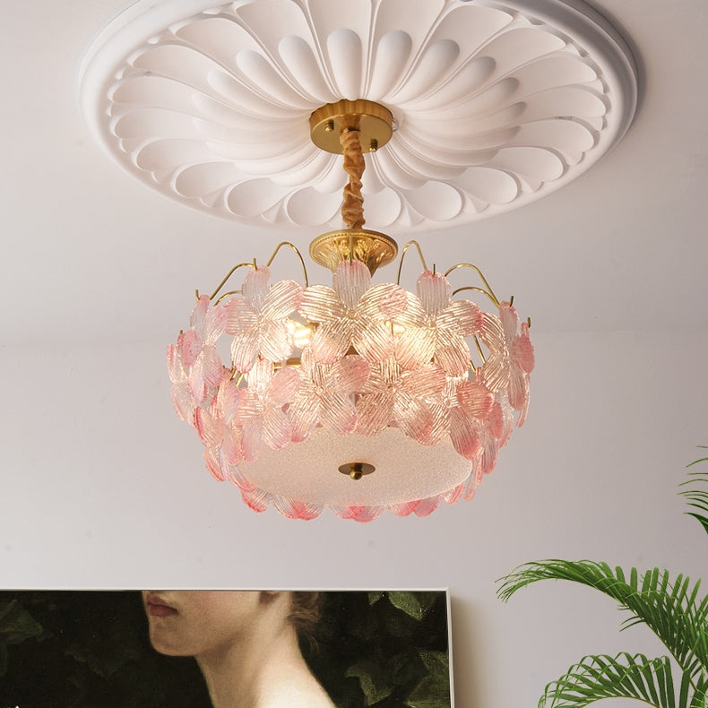 Antiker Blume Form Buntglas Kronleuchter fürs Wohnzimmer