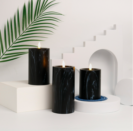 Set of 3 LED Marble Candles, Candlylight™