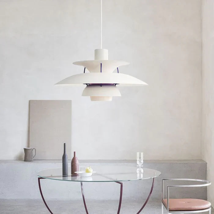 Moderne LED-Pendelleuchte im Morandi-Stil