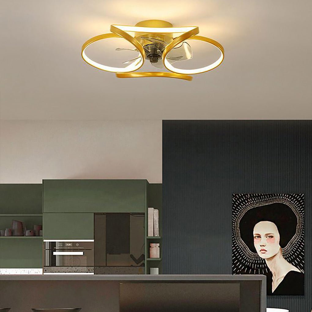 Modern LED Ceiling Fan with Flower Design and Remote Control