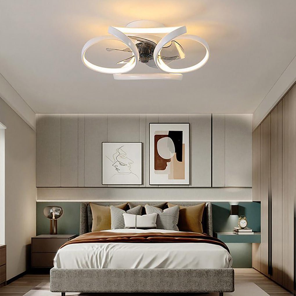 Modern LED Ceiling Fan with Flower Design and Remote Control