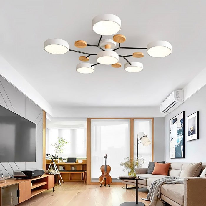 Verzweigte LED Deckenleuchte im nordischen Stil