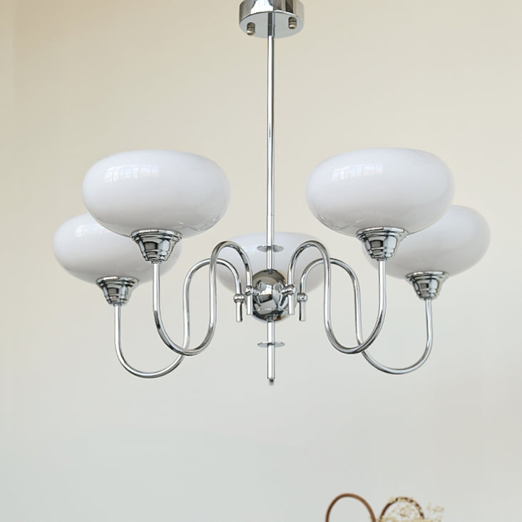 Creamy Persimmon Bubble Glass Chandelier