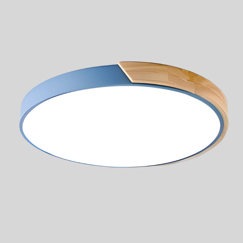 Runde Holz Deckenlampe im skandinavischen Stil